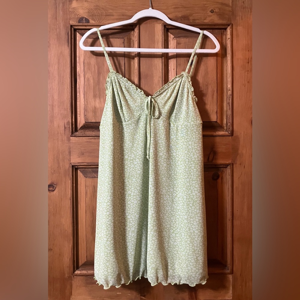 Light Green Floral Mini Dress-Must Go!